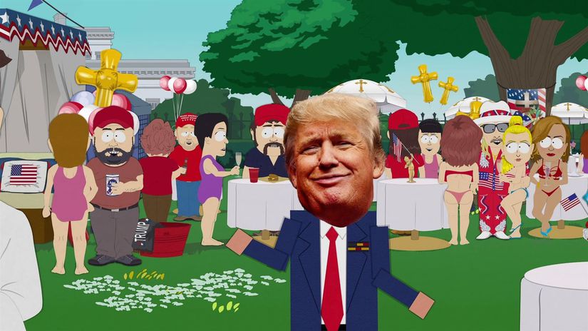 Trump sa nahy potaca po pusti a spava so Satanom Nova seria South Parku kritizuje prezidenta USA