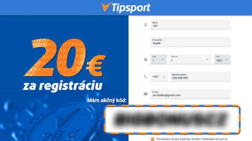Tipsport akcny kod 2025 overeny bonus 7777eur 20eur v septembri