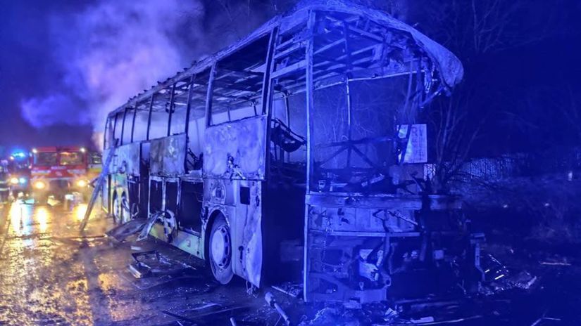 Nestastne rano na Liptove Autobus sa zrazil s kamionom a uplne zhorel Vodic zomrel desiatky ludi sa zranili